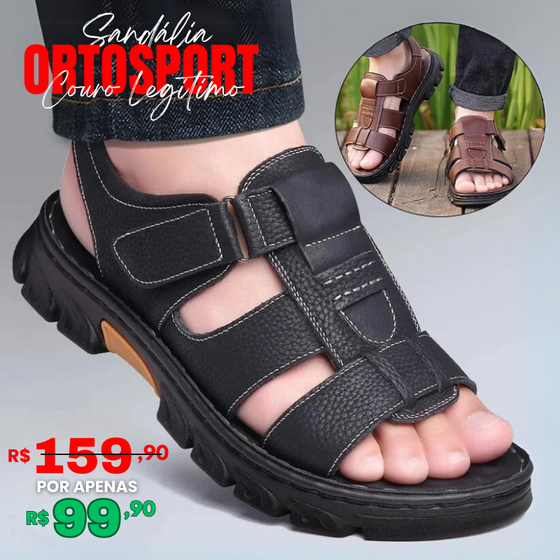 [COMPRE 1 LEVE 2] Sandália Ortopédica Ortosport de Couro Legitimo