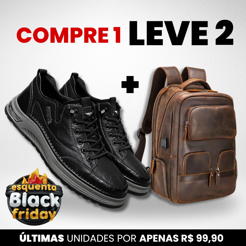 [PRÉ BLACK-FRIDAY]  Mocassim Ortopédico e Mochila Premium